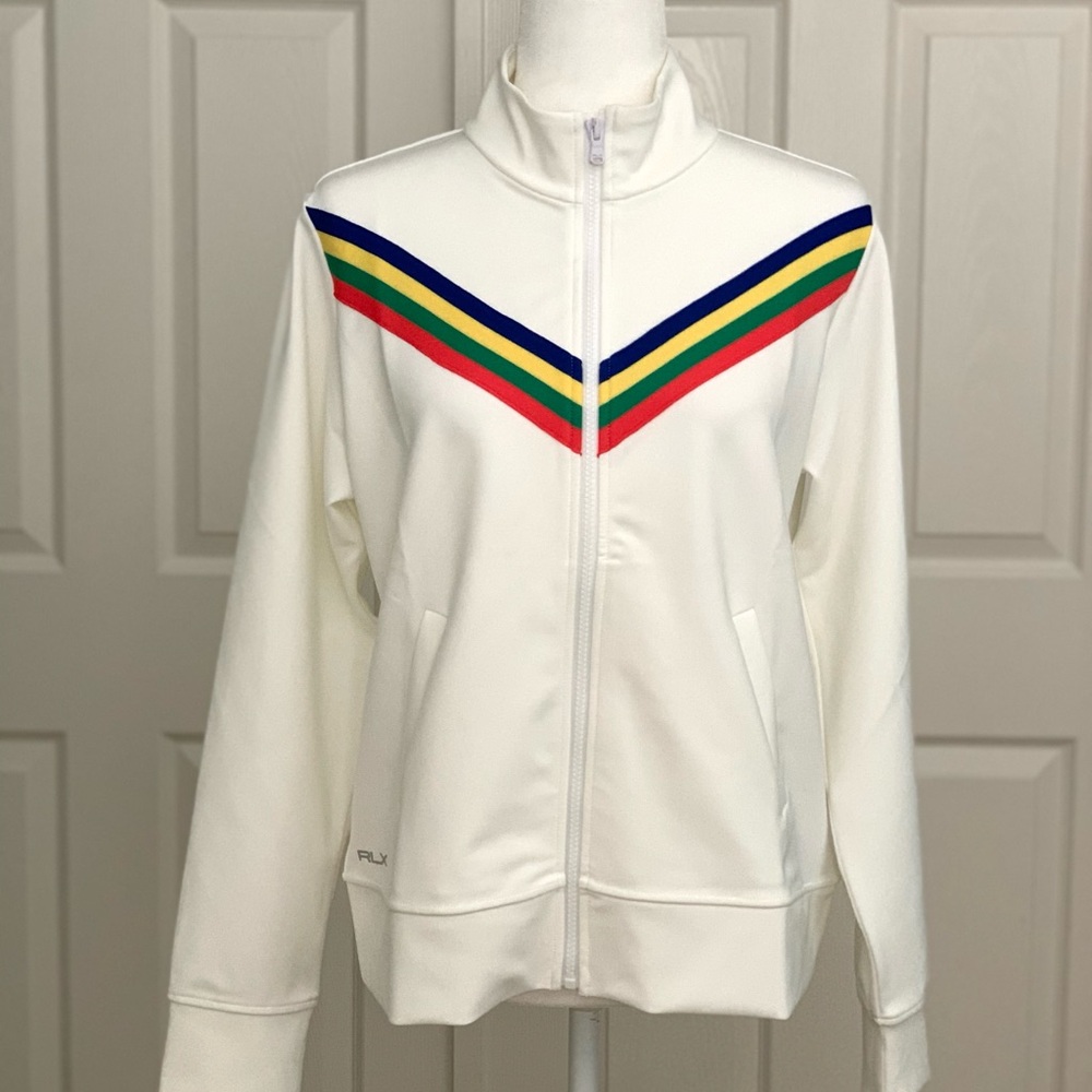 RLX Ralph Lauren Golf Jacket Size L White Rainbow NWT